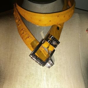 Versace Camel Crocodile Skin Belt